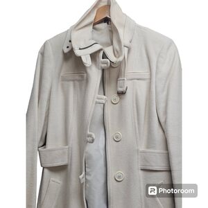 Cream wool blend trench coat